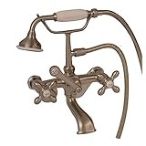 Barclay 4602-MC-SN Wall-Mounted Tub Faucet with Hand Shower, Cross Handles and 5-Inch Spout [並行輸入品]