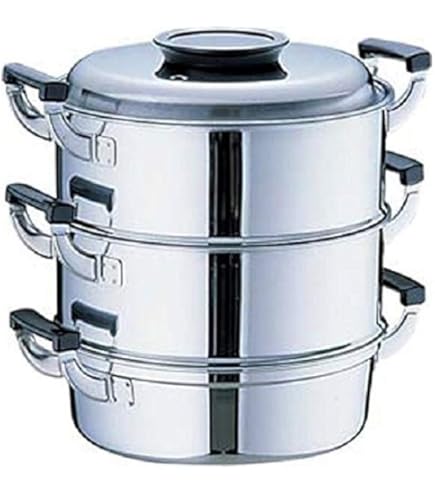 Amazon｜神子島製作所 桃印 18-0丸型蒸器 3段29cm｜蒸し器・せいろ