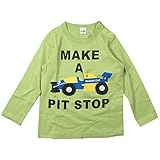 《H28年秋冬物》 CHEEK ROOM(チイクルーム) 製品洗い加工済み42/2天竺レーシングカー長袖Tシャツ 90cm /GN NO.B-460267