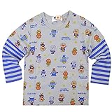 アンパンマン Tシャツ 長袖 フェイクレイヤード 80cm 90cm 95cm 100cm pz-ap04(グレー100)