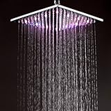 Jiayoujia 12インチ真鍮スクエアLED 7色雨でシャワーヘッドクロム 12''Stainless Steel 0020295