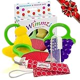 Teething Toys Set of 5 for Baby Infant & Toddler by Wimmzi | BPA-Free Freezer Safe Silicone Fruit Te