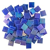 Jennifer's Mosaics 3/4-Inch Iridized Venetian Style Glass Mosaic Tile, Dark Blue, 8-Ounce by Jennife