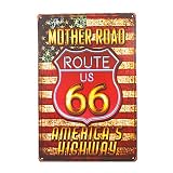 DL-American Route 66 看板 装饰レトロヴィンテージバーメタルTin Signポスタースタイル壁アートパブバー装飾12 x8