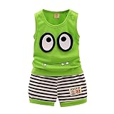 timall夏子供ベビー男の子ベストTシャツトップス+ストライプショーツパンツビーチセット US サイズ: S カラー: グリーン