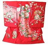 お宮参り 女の子 着物 産着 初着 お祝い着 赤色 花車文様 ug274