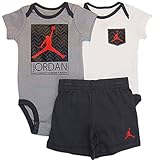 NIKE(ナイキ)エア・ジョーダン 白xグレーJORDANジャンプマン半袖ボディースーツxショートパンツ上下3点セット (9-12months（身長約75-80cm）) [並行輸入品]