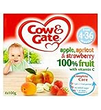 Cow & Gate Apple, Apricot & Strawberry 100% Fruit with Vitamin C from 4-36 Months 4 x 100g (Pack of 
