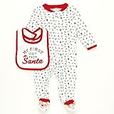 Carter's (カーターズ)［クリスマス］ジップアップ カバーオール 長袖 足つき よだれかけ 2点セット サンタクロース9m [並行輸入品]