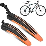 Favuit 自転車用泥よけ フェンダー 角度調整可能 フェンダーセットサイクル マッドガード耐久 軽量フロントとリアフェンダー前後セット汎用泥除け 自転車アクセサリー ロードバイククロスバイク用 子供用どろよけ (オレンジ)