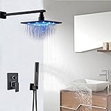 12 "シャワー蛇口キットオイルはブロンズLED雨シャワー蛇口セット1つハンドルバルブミキサータップ