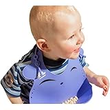 Ultra Soft Silicone Bib with Smart Food Catcher ??Waterproof and Easily Wipes Clean ??Comfy 3-Way Fi