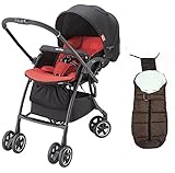 アップリカ ラクーナ コンフォート コントラストレッド RD + フットマフ BR