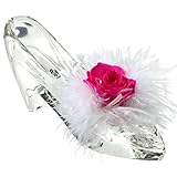 TEATSIGHT プリザーブドフラワー ガラス製 ハイヒール ガラスの靴 (バラ 羽根 ピンク)