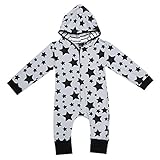 Domybestベビー服 ロンパース　春秋　コットンボディスーツ　星プリント　赤ちゃんカバーオール　長袖　ボーダー　可愛い　柔らかい　新生児　出産祝い (80)