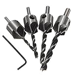 Yakamoz 4pcs HSS 5 Flute Countersink Drill Bits Set Screw Woodworking Chamfer Tool, 3-6mm [並行輸入品]