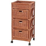 天然籐ランドリーチェスト　スリム3杯 完成品