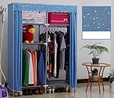 カバー付きハンガー クローゼット ワードローブ 衣類収納 130cm幅 (ライトブルー)