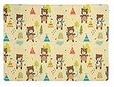 やわらかはいはいマットＭ　インディアンベア柄　（185ｘ135ｃｍ）厚さ1.0ｃｍ　プレイマット、遊びマット、キッズマット、フロアマット、リビングマット、防音マット