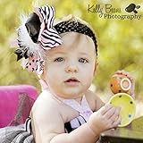 【ベビーヘアバンド】ピンクゼブラ×ブラック×マラボーのヘアクリップピン付ヘアバンド★今こどものヘアアクセがたまらなく可愛いっ！！ちいさな頭におおきなリボンヘアバンドを取りたがるお子様はヘアクリップピン