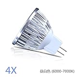 4個 AC DC 12V、GU5.3ベース、300ルーメン3ワットLED MR16 LED電球、40Wハロゲン同等の、90°ビーム角、6000K クールホワイト、凹型照明、トラック照明、スポットライト