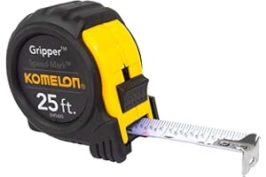 Komelon SM5425 Speed Mark Gripper Acrylic Coated Steel Blade Measuring Tape, 1-Inch X 25Ft, White