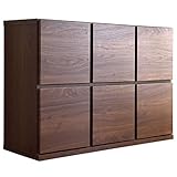 タンスのゲン 国産 完成品 キャビネット 木製 本棚 大川家具 幅110 3列2段 可動棚 扉付き 北欧 24900011wn