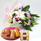 誕生日プレゼント 花 母親 祖母 スティッククーヘン ＆ ユリの花束（ピンク）