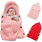 oenbopo ベビー用寝袋 赤ちゃん用おくるみ ニット製 ボタン付き 肌触りいい 出産祝い 記念撮影 ギフトにも大人気 (ピンク)