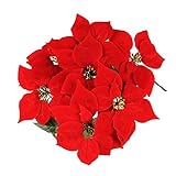 Luyue 7ヘッドレッドクリスマスポインセチアブッシュフェイク花ホームインテリアインドアforクリスマスツリー
