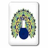 3dローズJanna Salak Designs Mandala動物 – Mandala Peacock – 照明スイッチカバー – シングルトグルスイッチ( LSP _ 254593 _ 1 )