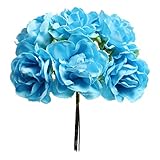 Fityle 6頭/束　人工花　牡丹　ブーケ　DIY　結婚式　家庭　素晴らしい　装飾　多種選べる - 空色, 5x9.5cm