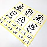 nc-smile ゴミ シール ステッカー 資源分別 リサイクル 耐水 ラミネート加工 ゴミ箱 ダストBOX 台所 kitchen 曜日シール付き (ホワイト, 日本語 曜日表示)