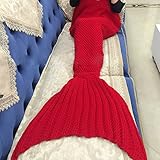 人魚毛布 マーメイド ブランケット 人魚コスチューム 可愛いひざ掛け マーメイド　着る毛布　暖かい　柔らかい 防寒 人魚タイプ マーメイド 着る毛布 (赤い)