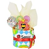 すまいる おむつケーキ ＜ sassy サッシー ＞ 1段 出産祝い ( オムツ パンパース M ) ( グリーン )