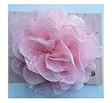 5 Large Lace Shabby plush Flower baby PoshNPretty headband - Light Pink by PoshNPretty