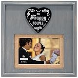 Malden International Designs Rustic Woods Distressed Gray with Burlap Mat The Happy Couple Heart Att