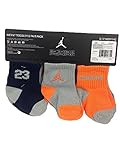 Nike 6ペア乳児幼児Jumpman Jordanソックス、6 – 12ヶ月、オレンジ/グレー/ネイビー