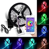 Bluetooth LEDライトストリップ、RGB LEDロープライトスマートフォンApp制御さ( 16.4ft , 5 m )