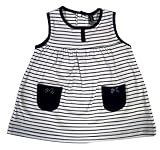 ロサン ベビーワンピース ノースリーブ ボーダー白Xネイビ 6M(6ヶ月)