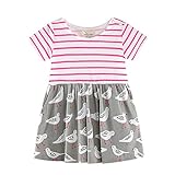 Tovadoo 子供服 ベビー服 女の子 ワンピース 春夏 半袖 ハート柄 鳩柄 縞模様 多色 可愛い プレゼント 通学 旅行 海遊び 18ヶ月-6歳