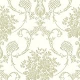 Beacon House 2614-21026 Marais Ikat Damask Wallpaper, Green [並行輸入品]