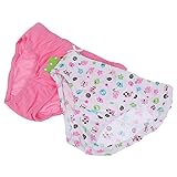 【ノーブランド品】 2枚　子供　キッズ　コットン　下着　ブリーフ　パンティー　パンツ　可愛い　全3サイズ4パタン - 蝶の女の子, 3-4T