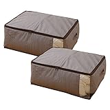 山善(YAMAZEN) 2個組/ 窓付き 布団 収納袋 L シングル2枚用 YTC-CLFTL(BR)*2