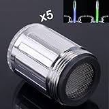 SODIAL(R) 5 PCS　7RGB色自動変更LEDライト水流蛇口タップ