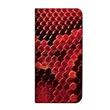 mitas Xperia Z5 SO-01H ケース 手帳型 ベルトなし 蛇 パイソン レッド (175)NB-0299-RD/SO-01H