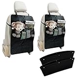 Gracetop キックガード 収納ポケット付 キックマット 汎用 車用 シートカバー 取付便利