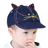 Feiscat ベビ帽子　ハット　可愛い　男の子　クール　猫柄　キャップ　女の子　幼児　スポーツ　ガールズ ハット　お出かけ　遮光　兼用 保育園 春夏 紫外線対策 赤ちゃん野球　帽子 (レッド)