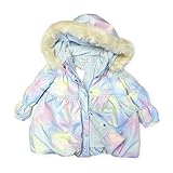 (ブルー/90cm)ベビー服 女の子 アウター フルジップ ジャケット Mialy Mail ミアリーメール 裏起毛 中綿 耐水圧2000 水をはじく タイダイ柄 ファー付着脱フード 女児 ベビー