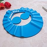 調節可能な赤ちゃんを持って护耳風呂シャンプー帽防水帽子供赤ちゃんシャンプー帽児童シャワーキャップをかぶって素敵なシャンプーし耳のシールド付き帽子 (靑い)